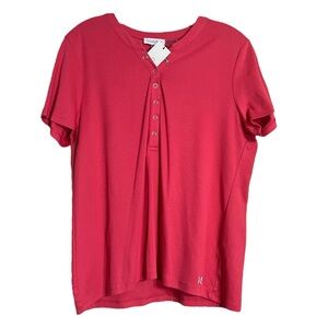 Calvin Klein Pink Snap Front T Shirt Sz L NWT $45